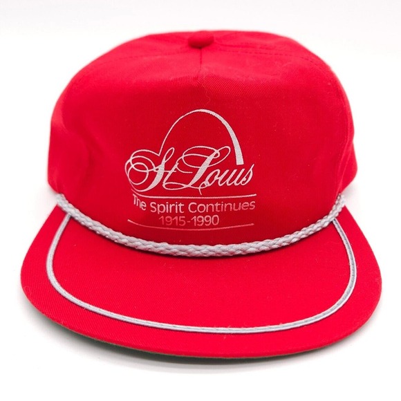 Vintage St Louis Gateway Arch 1990 Trucker‎ Leather Strapback Rope Hat Golf Cap - Picture 2 of 8